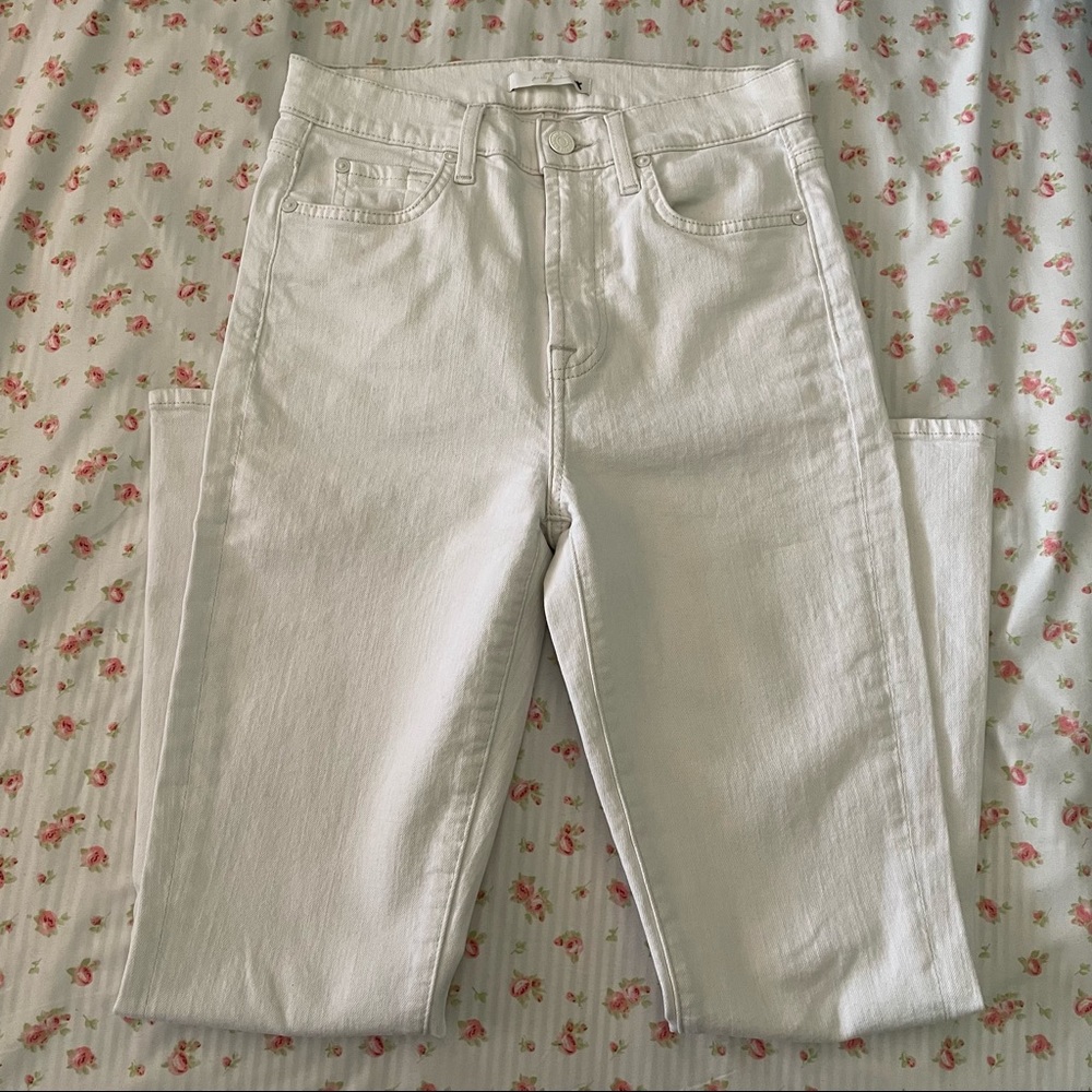 7 for all mankind white high rise bootcut jeans